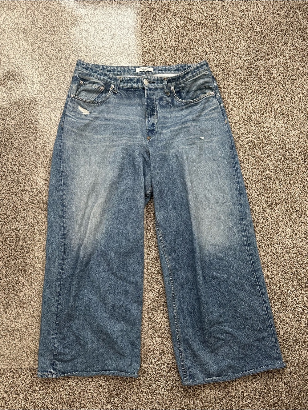 rag & bone Women's Wide-Leg SWEATJeans in Washed Blue